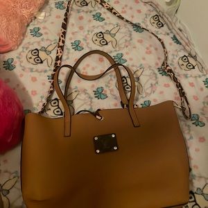 Louis Vuitton Upcycled brown leather purse with makeup bag and wallet
